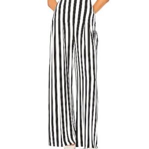 Norma Kamali High Waist Pleated Wide-Leg Pants – Stripe, Size S